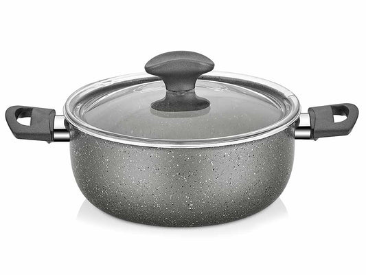 Papilla Fred Series 26CM Alumunium Casserole with Borosilicate Glass Lids - Black