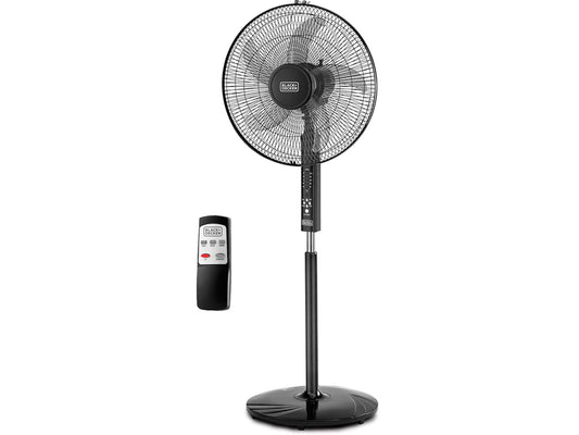 Black+Decker 16 Inch 3 Speed Pedestal Stand Fan with Remote Control - Black