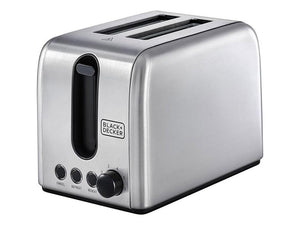 Black+Decker 2 Slice Stainless Steel Toaster 1050W - Zayoom