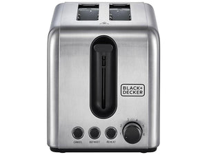 Black+Decker 2 Slice Stainless Steel Toaster 1050W - Zayoom