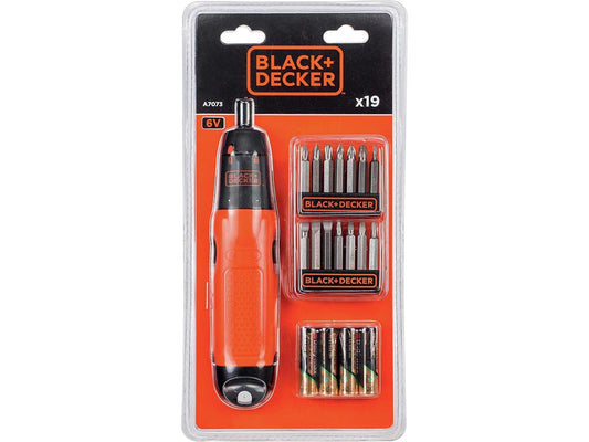 Black+Decker Battery Powered Screwdriver Set 19 Pc 6V