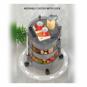 Transparent Multi Layer Rotating Storage Basket Rack with Removable Baskets-3 Layer