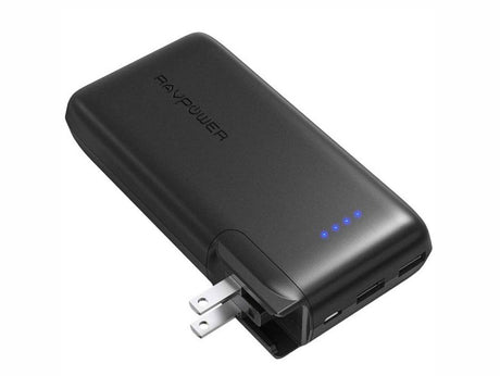 RAVPower Prime 10,000mAh 2 in 1 Power Bank - Portable Charger - Wall Charger - Black - Zayoom
