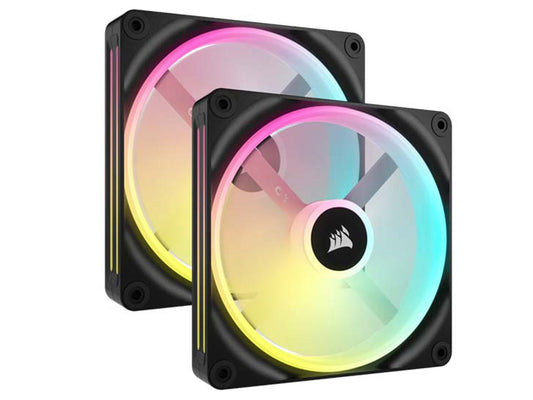 Corsair iCUE Link QX140 RGB - 2 x 140Mm PWM PC Fans Starter Kit With Hub - Black