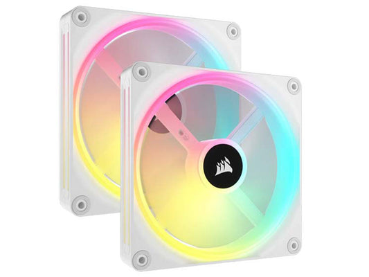 Corsair iCUE Link QX140 RGB - 2 x 140Mm PWM PC Fans Starter Kit With Hub - White