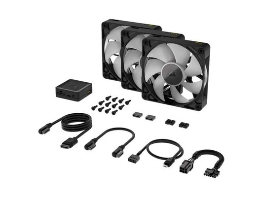 Corsair iCUE Link RX120 RGB - 3 x 120mm PWM Fan Triple Starter Kit - Black