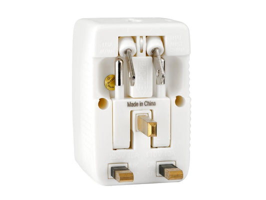 Terminator 2 Way Travel Adaptor Multi Pin To Universal Socket With Indicator & Shutter