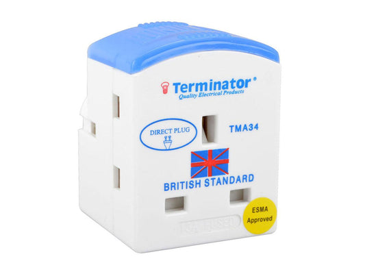 Terminator 3 Way Power Adaptor 3Pin Flat To UK 3Pin Socket