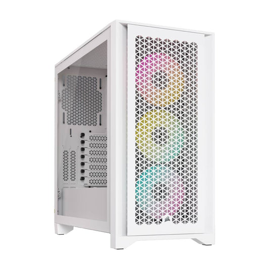 Corsair iCUE 4000D RGB AIRFLOW - Mid-Tower PC Case - 3x AF120 RGB ELITE Fans - iCUE Lighting Node Pro Controller - High-Airflow Design - White