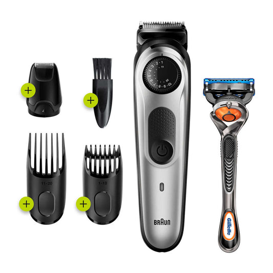 Braun Trimmer 5 Face & Hair Precision Dial - Mini Shaver + 3 Attachments + Gillette ProGlide Razor