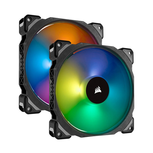 CORSAIR ML140 Pro RGB LED 140MM PWM Premium Magnetic Levitation Fan - Twin Fan Pack with Lighting Node Pro