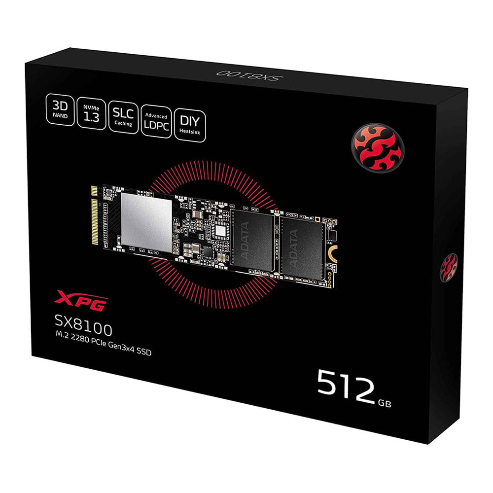 ADATA SX8100 PCIE GEN3X4 M.2 2280 Solid State Drive - 512GB