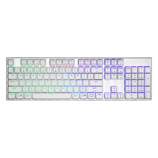 Cooler Master SK653 RGB Low Profile Mechanical Red Switch Wireless Keyboard - Silver White