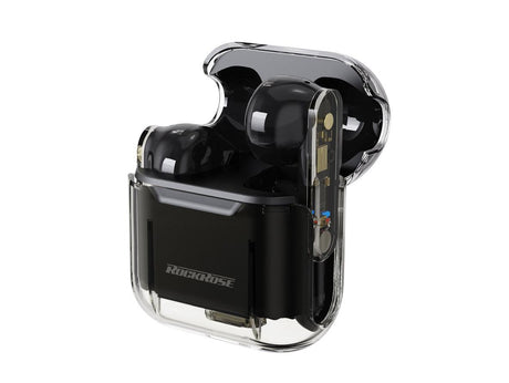 Rockrose Transparent & Ultra Compact True Wireless Earbuds - Black - Zayoom