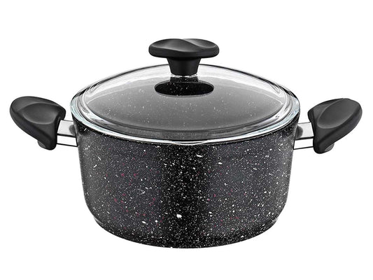 Papilla Vilma Serie 18CM Alumunium Casserole with Borosilicate Glass Lid - Black