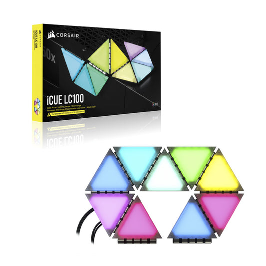 Corsair iCUE LC100 Case Accent Lighting Panels - Mini Triangle - 9x Tile Starter Kit