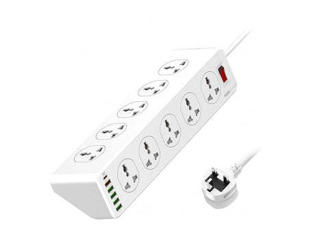 LDNIO Power Socket PD Fast Charging Smart 10 Universal Outlets With 5 USB & 1 USB-C Ports Power Extension - 2m - Zayoom