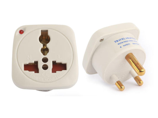 Terminator Travel Adaptor 3Pin Round To Universal Socket CE With Shutter & Indicator