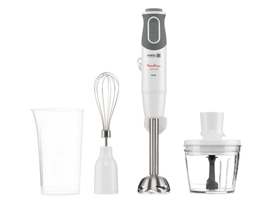 Moulinex Optichef Hand Blender 800W 20 Speed Settings + Pulse with Beaker 800ML and Chopper 500ML - Stainless Steel