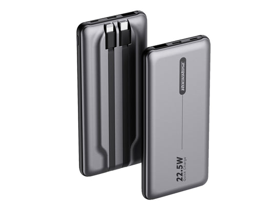 Rockrose 10000 mAh 22.5W Max PD & QC 3.0 Quick Chag - Power Bank - Gray