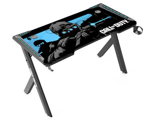 GAMEON Call Of Duty Hawksbill Series RGB Flowing Light Gaming Desk - Black/Blue