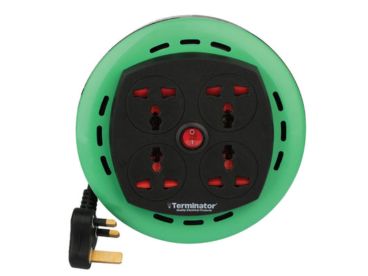 Terminator 4 Way Universal Power Extension Reel With Master Switch - 4M Cable