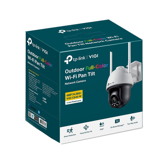 TP-Link VIGI 4MP Outdoor Full-Color WiFi Pan Tilt Network Security Camera - VIGI C540-W