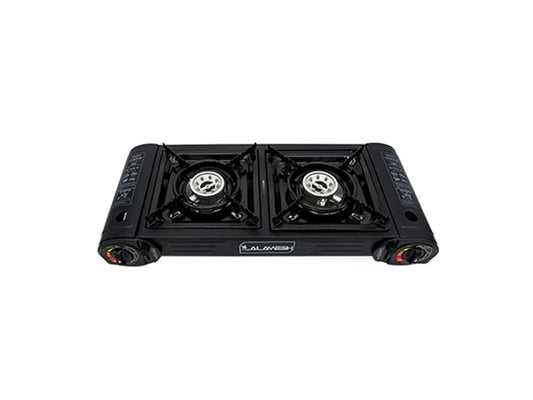 Alaysh Double Burner Gas Camping Stove Black