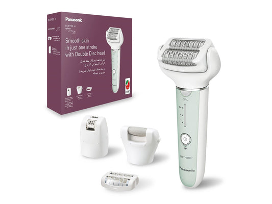 Panasonic Wet and Dry Cordless Epilator with Double Disc Head - 4 Attachements