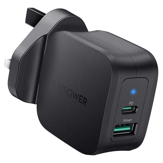 RAVPower PD Pioneer 30W 2-Port Wall Charger UK - Black