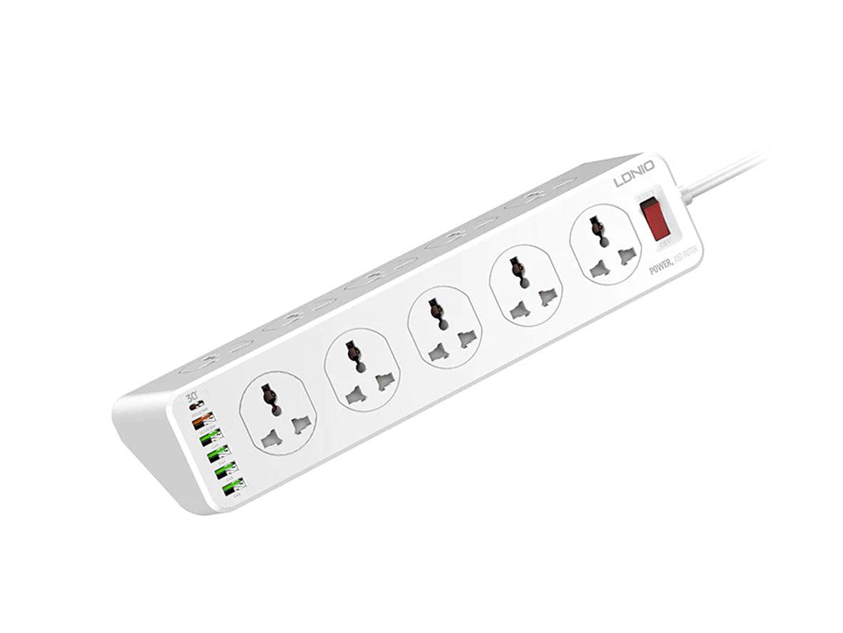 LDNIO Power Socket PD Fast Charging Smart 10 Universal Outlets With 5 USB & 1 USB-C Ports Power Extension - 2m - Zayoom