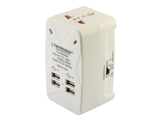 Terminator Travel Adaptor Multi Pin To Universal Socket With Indicator & Shutter