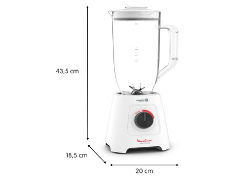 Moulinex Blendforce XXL Plastic Jar Blender Mixer with Ultra High Capacity 2.8 Liter 6 Powelix Blades and Ice Crush Function - 600W - Zayoom