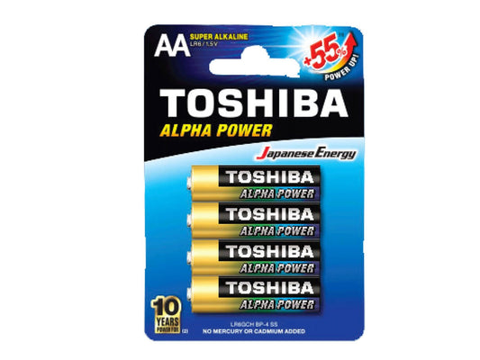 Toshiba Alkaline Alpha Power Battery AA Pack Of 4