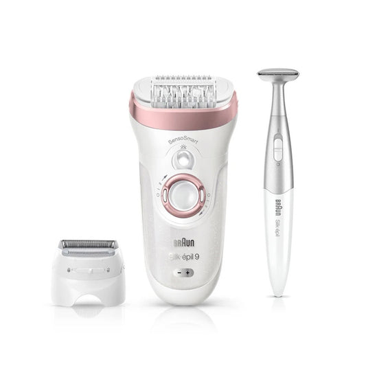 Braun Silk-épil 9 SensoSmart™ Wet & Dry Epilator + 4 Extras Incl, 3 in 1 Trimmer