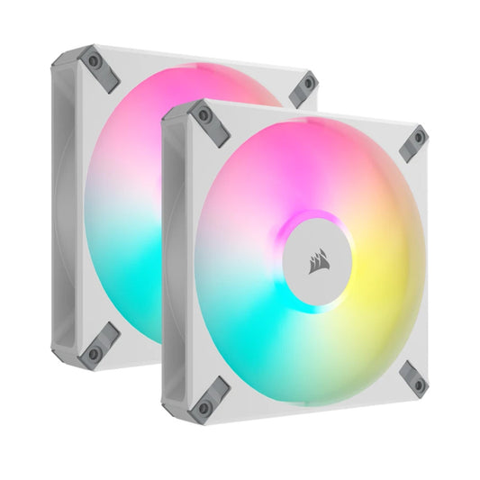 Corsair iCUE AF140 RGB Elite 140mm PWM Dual Fan Kit - White