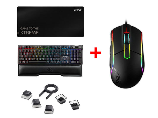 XPG COMBO OFFER 2: XPG Battleground XL Extra Large Gaming Mouse Pad + XPG Summoner Gaming Wired Keyboard + XPG Primer Gaming Wired Mouse + XPG SCARAB Arabic / English Keycaps