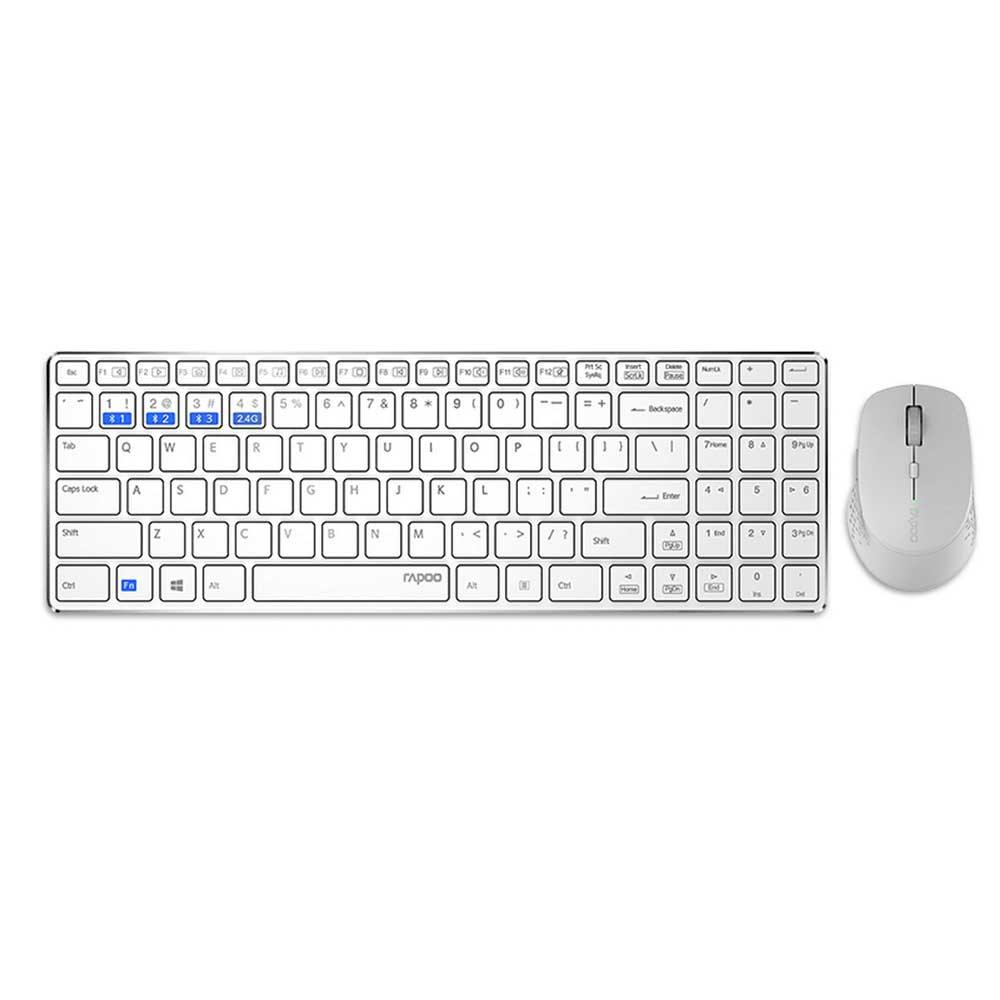 Rapoo Combo (KB+MSE) Multimode Ultra Slim Wireless Keyboard 9300M - White - Zayoom