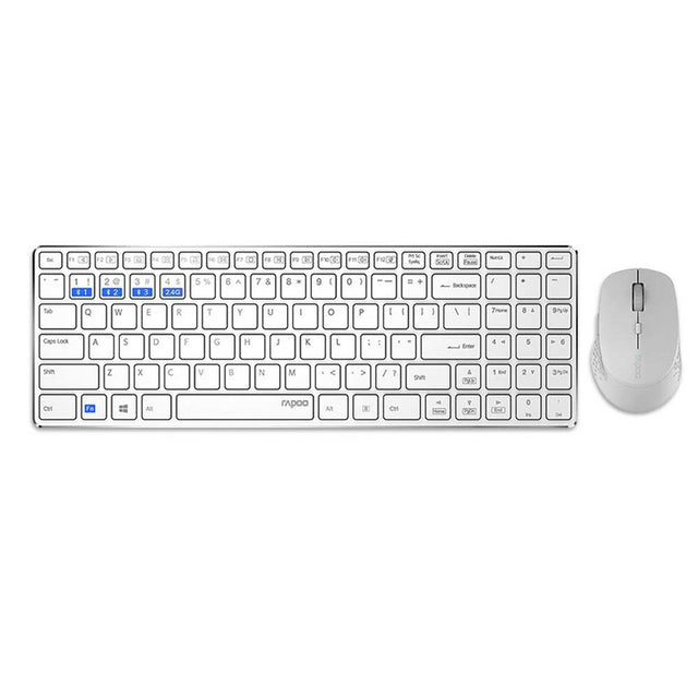 Rapoo Combo (KB+MSE) Multimode Ultra Slim Wireless Keyboard 9300M - White - Zayoom
